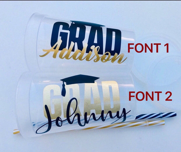 Personazlized Graduation Party Cups, Custom Graduation Cups