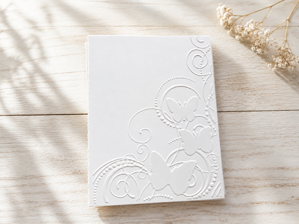 Embossed Cards Set, Blank Cards Set, BUTTERFLY