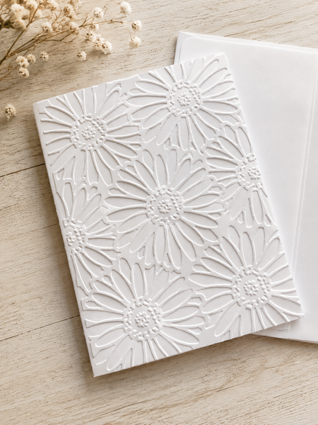 Embossed Cards Set, Blank Cards Set, DAISY