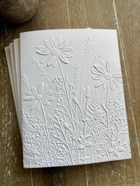Embossed Wildflower Note Cards Set: Blank Inside, Heavy Card Stock, Wild Flowers