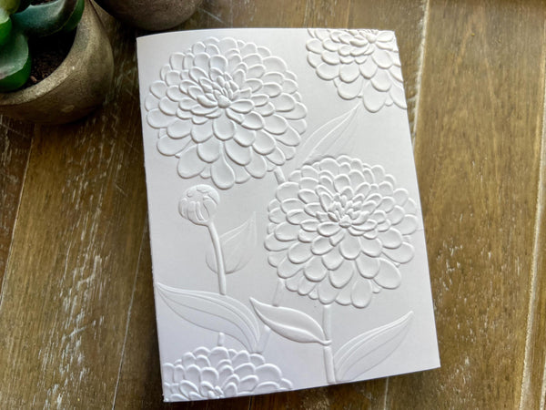 Embossed Floral Greeting Cards: Blank Note Cards, Heavy White Card Stock, Blank Greeting Cards, Mums