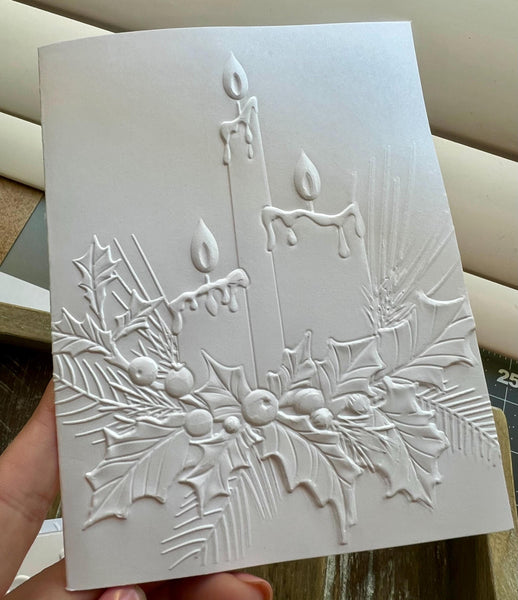 Christmas Greeting Cards: Embossed Christmas Cards, Holiday Note Cards, Blank Christmas Cards, Christmas Candles
