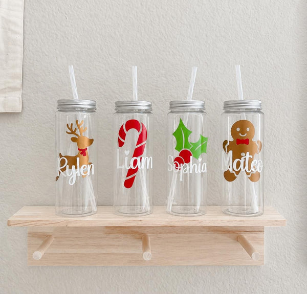 Personalized Christmas Party Cups: School Class Gifts with Lid & Straw