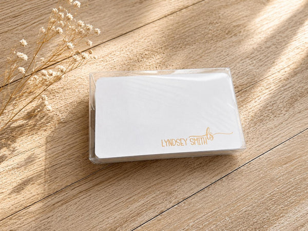 Personalized Mini Note Cards, Foil Custom Message Stationery (2"x3.5"), Pack of 50