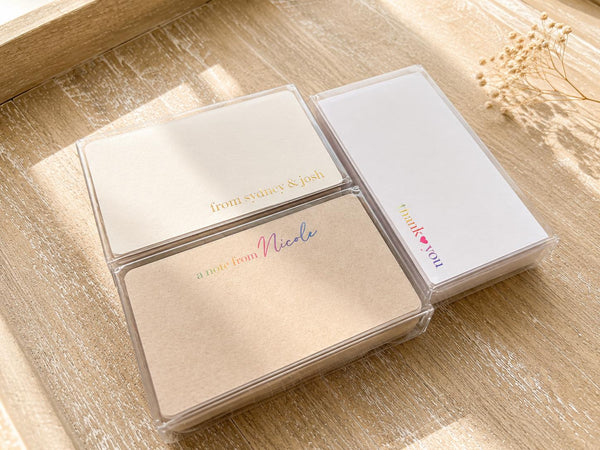 Personalized Mini Note Cards, Foil Custom Message Stationery (2"x3.5"), Pack of 50