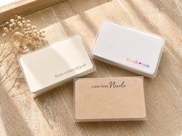 Personalized Mini Note Cards, Foil Custom Message Stationery (2"x3.5"), Pack of 50