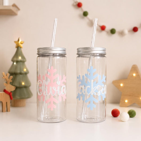 Personalized Christmas Party Cups: School Class Gifts with Lid & Straw