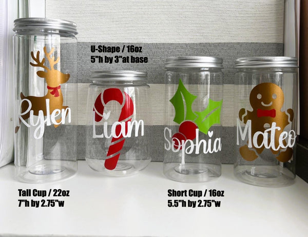 Personalized Christmas Party Cups: School Class Gifts with Lid & Straw