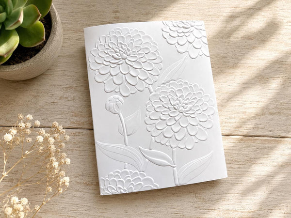 Embossed Floral Greeting Cards: Blank Note Cards, Heavy White Card Stock, Blank Greeting Cards, Mums