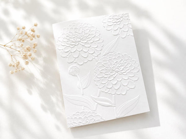 Embossed Floral Greeting Cards: Blank Note Cards, Heavy White Card Stock, Blank Greeting Cards, Mums