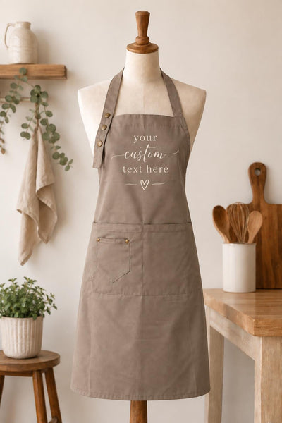 Personalized Apron: Custom Text, Adjustable Straps, Cooking & Baking, Minimalistic, Modern