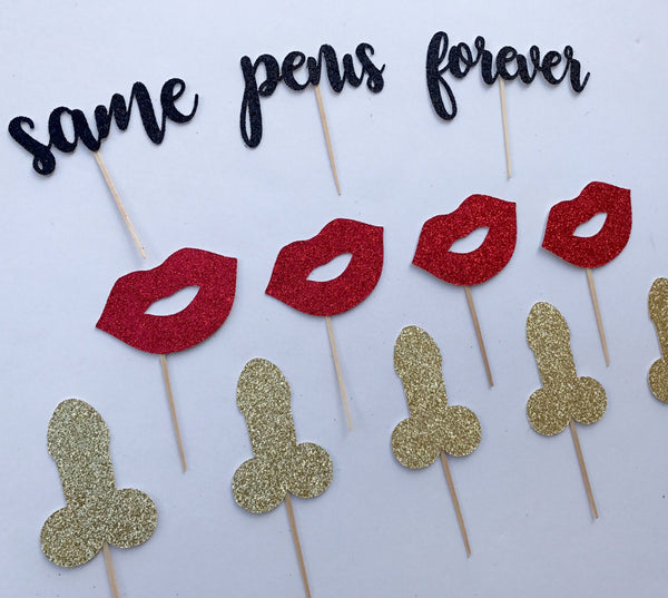 Bachelorette Party Decorations, Same Penis Forever Cupcake Toppers