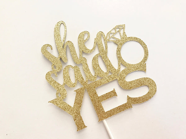 She Said Yes Cake Topper, Engagement Party Cake Topper, Bridal Shower Cake Topper