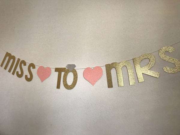 Miss to Mrs Banner & Confetti, Gold Miss to Mrs Banner, Bridal Shower Banner