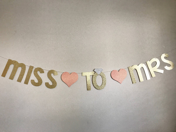 Miss to Mrs Banner & Confetti, Gold Miss to Mrs Banner, Bridal Shower Banner