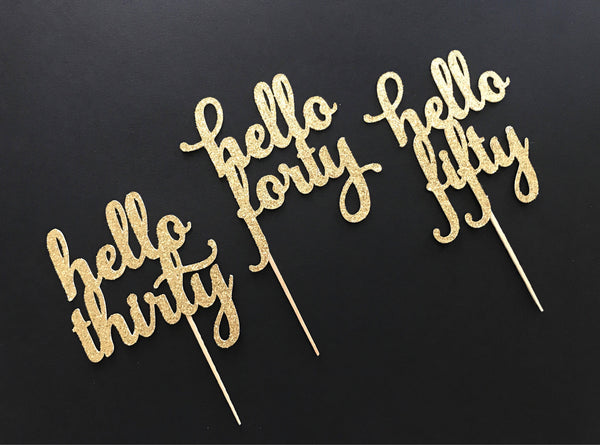"Hello Forty" cake topper, 40th Birthday Cake Topper