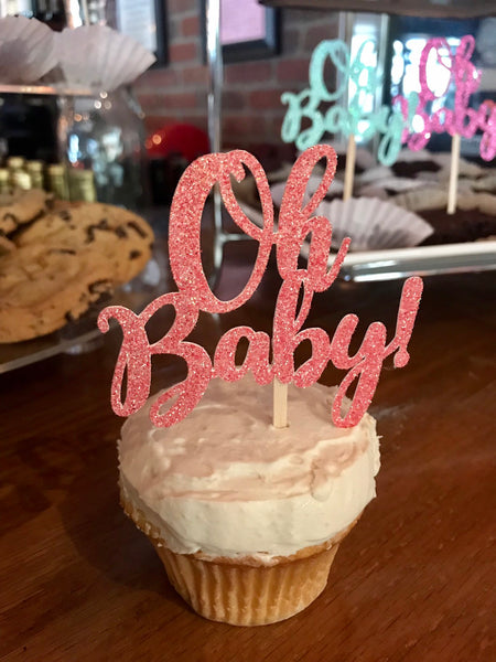 Oh Baby Cupcake Toppers, Oh Baby Cake Toppers, Baby Shower Toppers