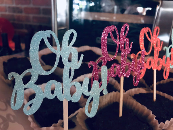 Oh Baby Cupcake Toppers, Oh Baby Cake Toppers, Baby Shower Toppers