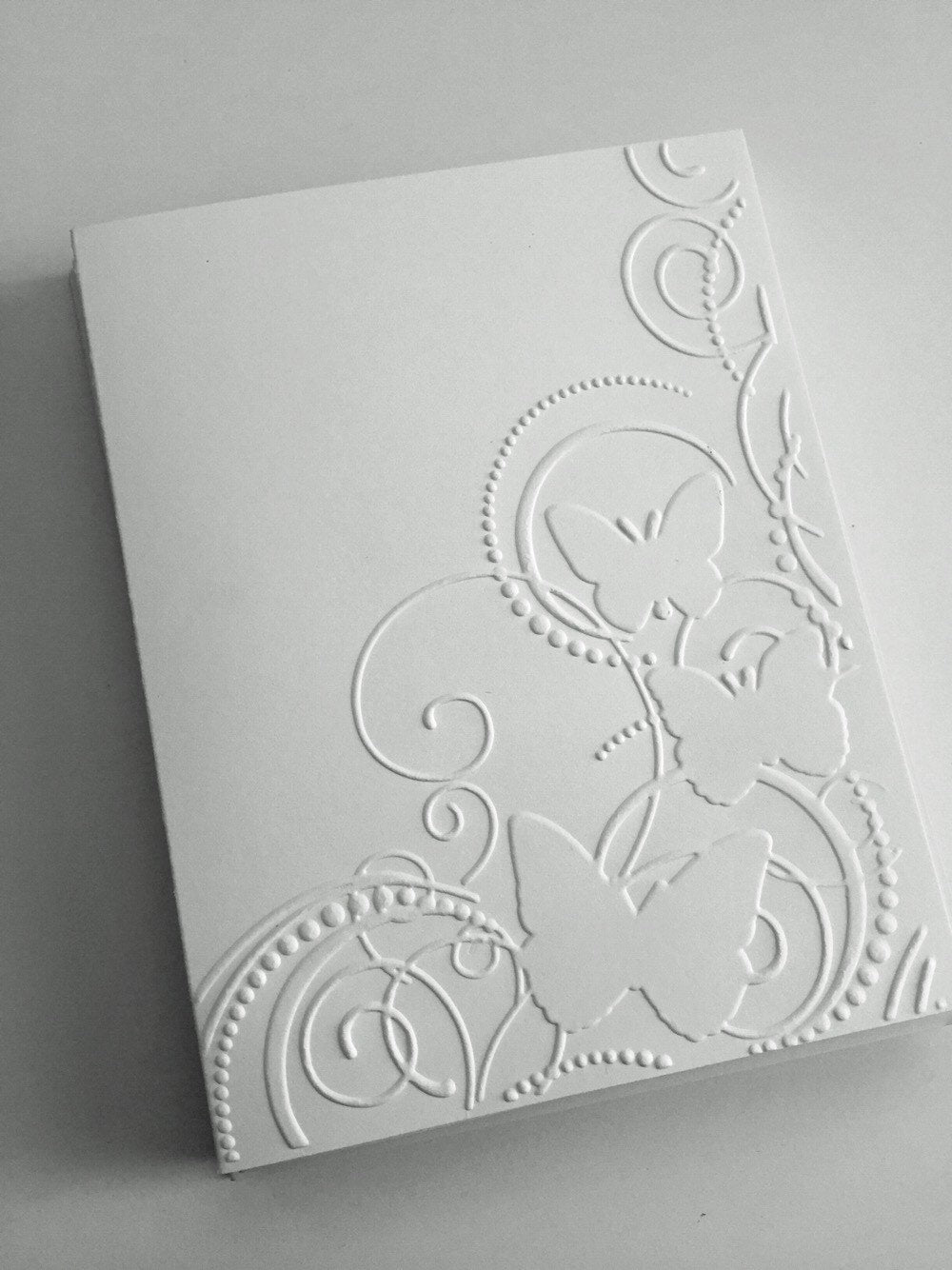 Embossed Cards Set, Blank Cards Set, BUTTERFLY