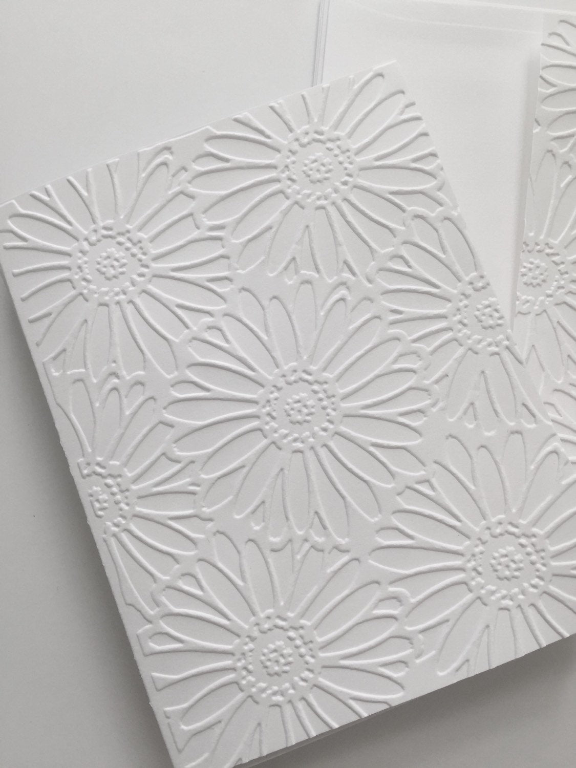 Embossed Cards Set, Blank Cards Set, DAISY